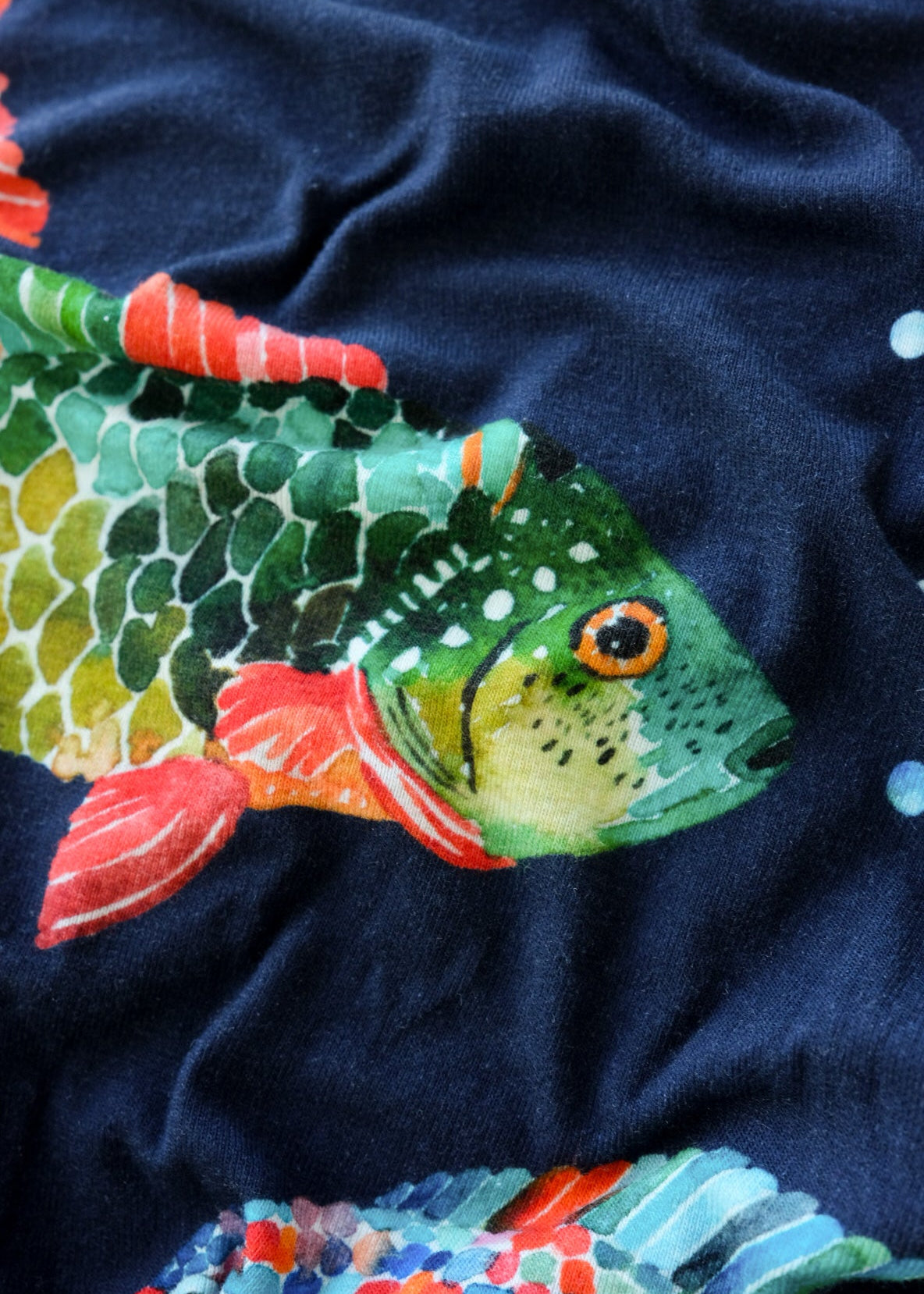 Fishy Navy Blue Cap Sleeve