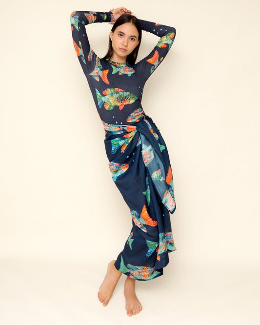 Fishy Navy Blue Long Sleeve