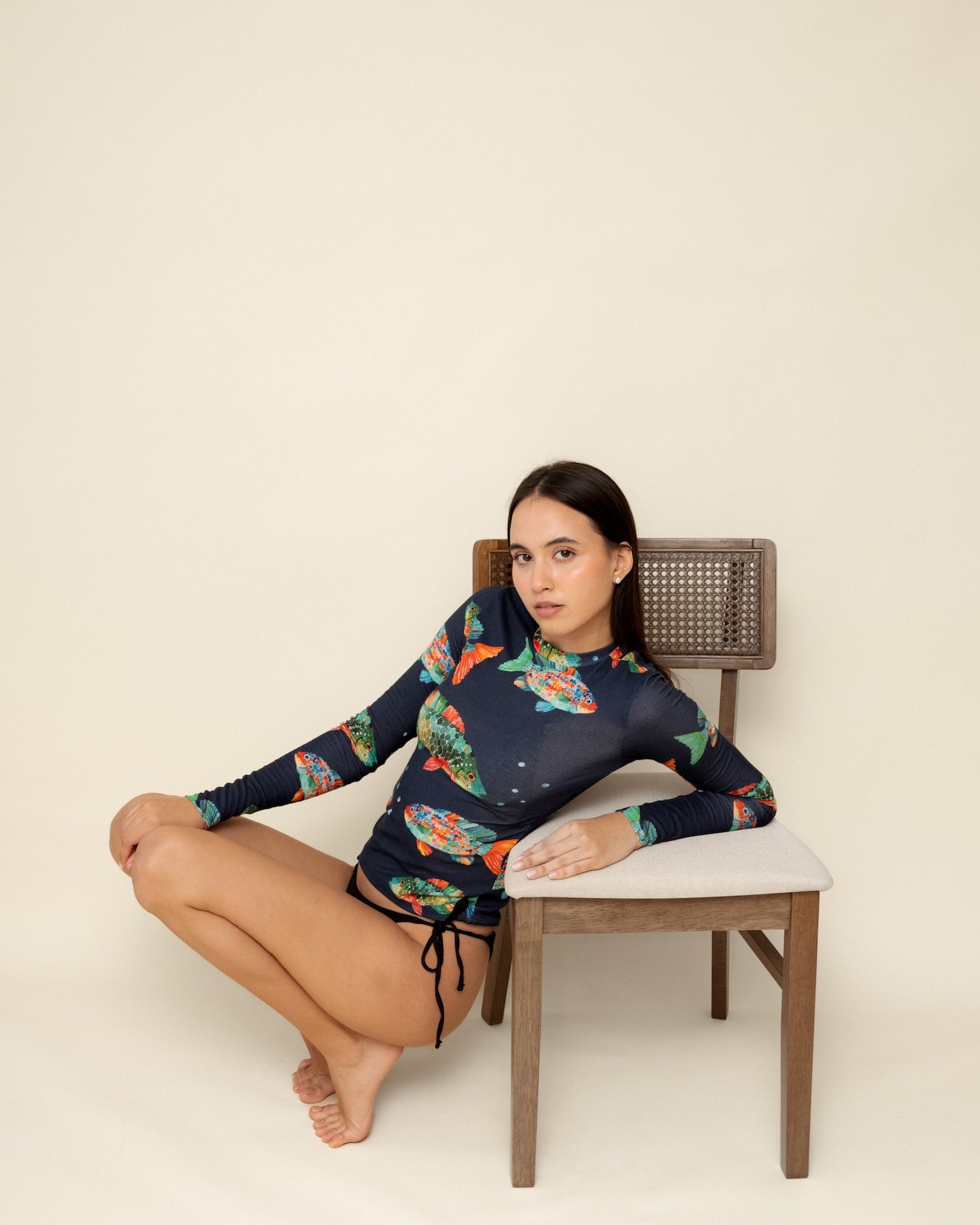 Fishy Navy Blue Long Sleeve