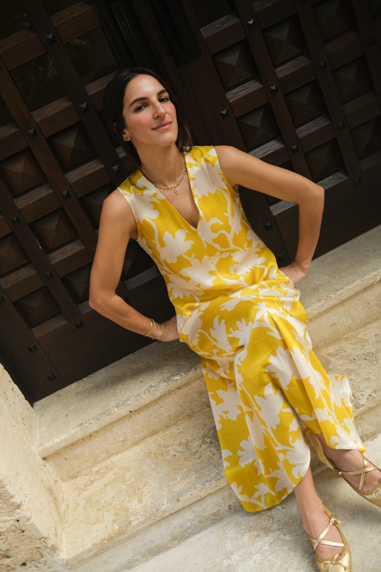 Yellow V Neck Dress