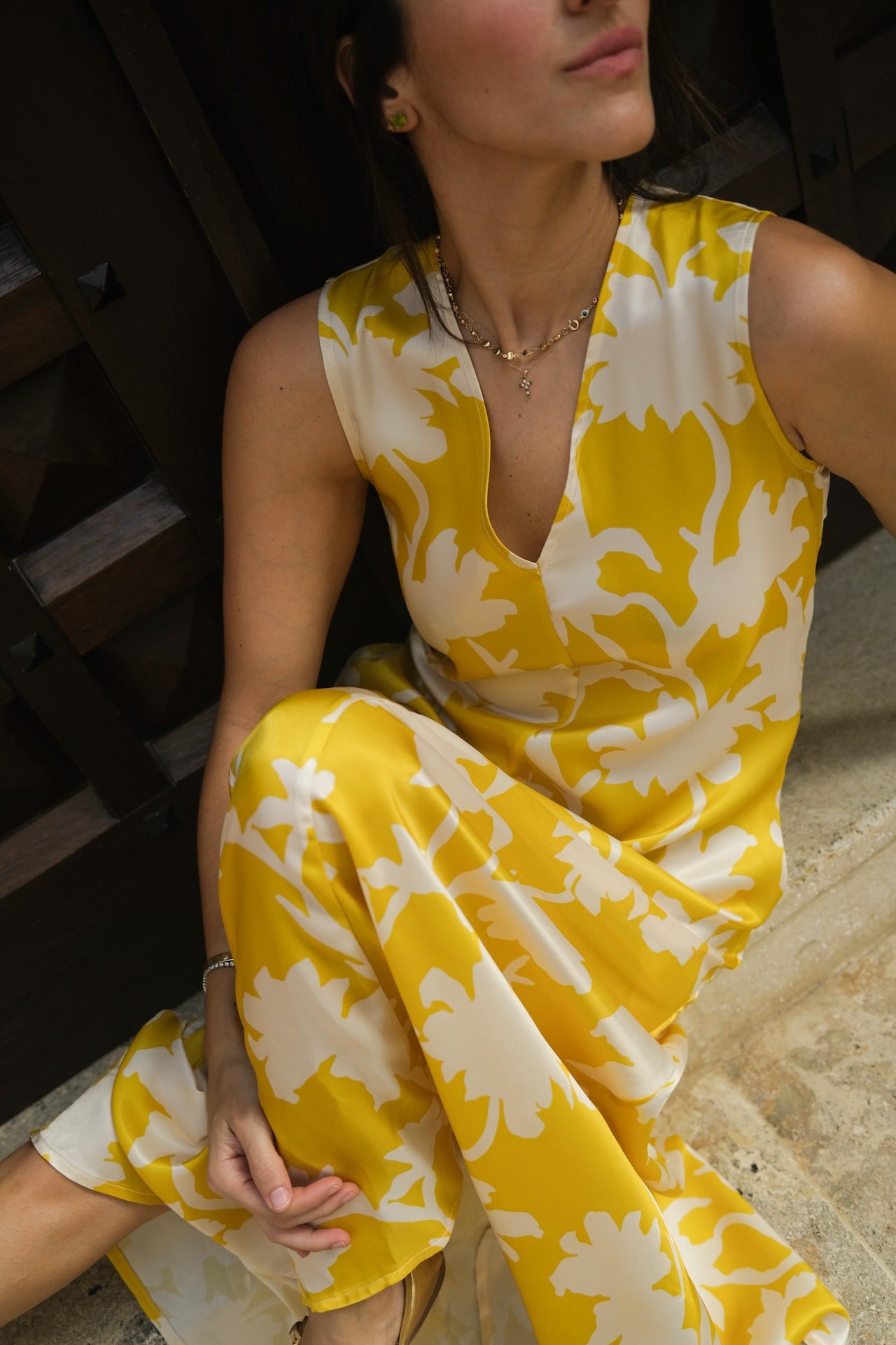 Yellow V Neck Dress
