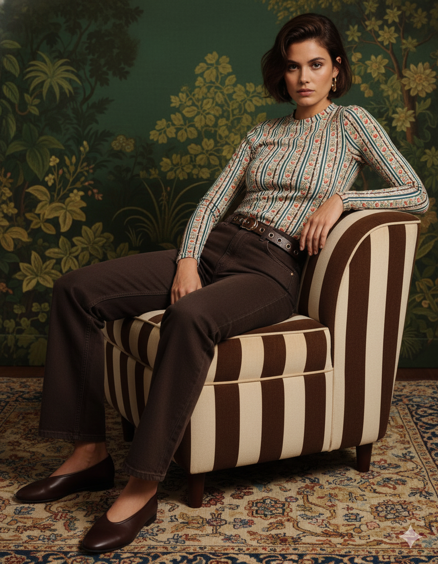 The Floral Stripe Long Sleeve Top