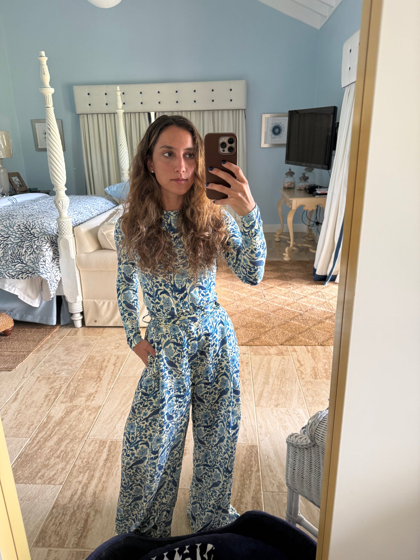 Birds Pleated Pants