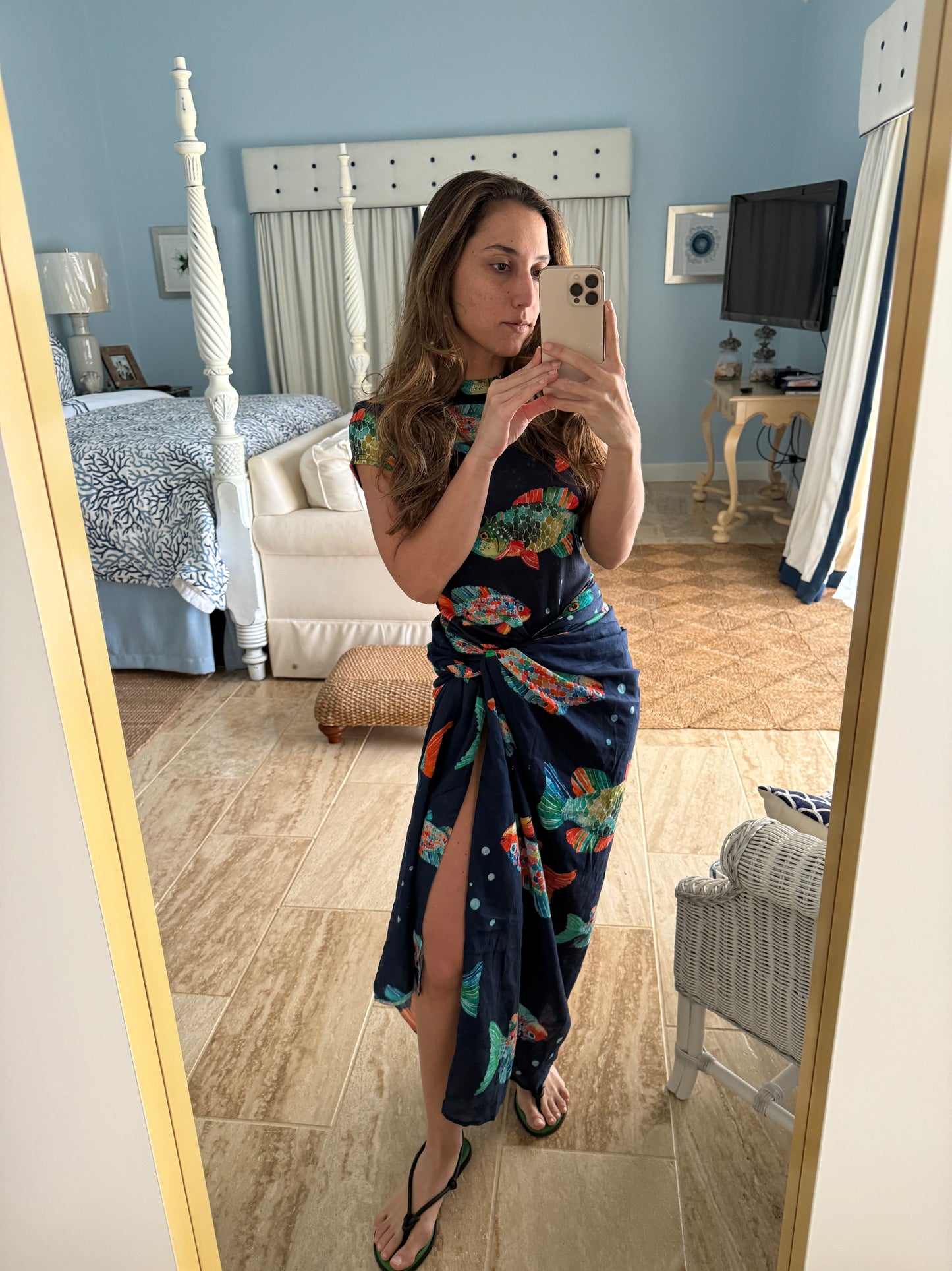 Navy Blue Fishy Pareo