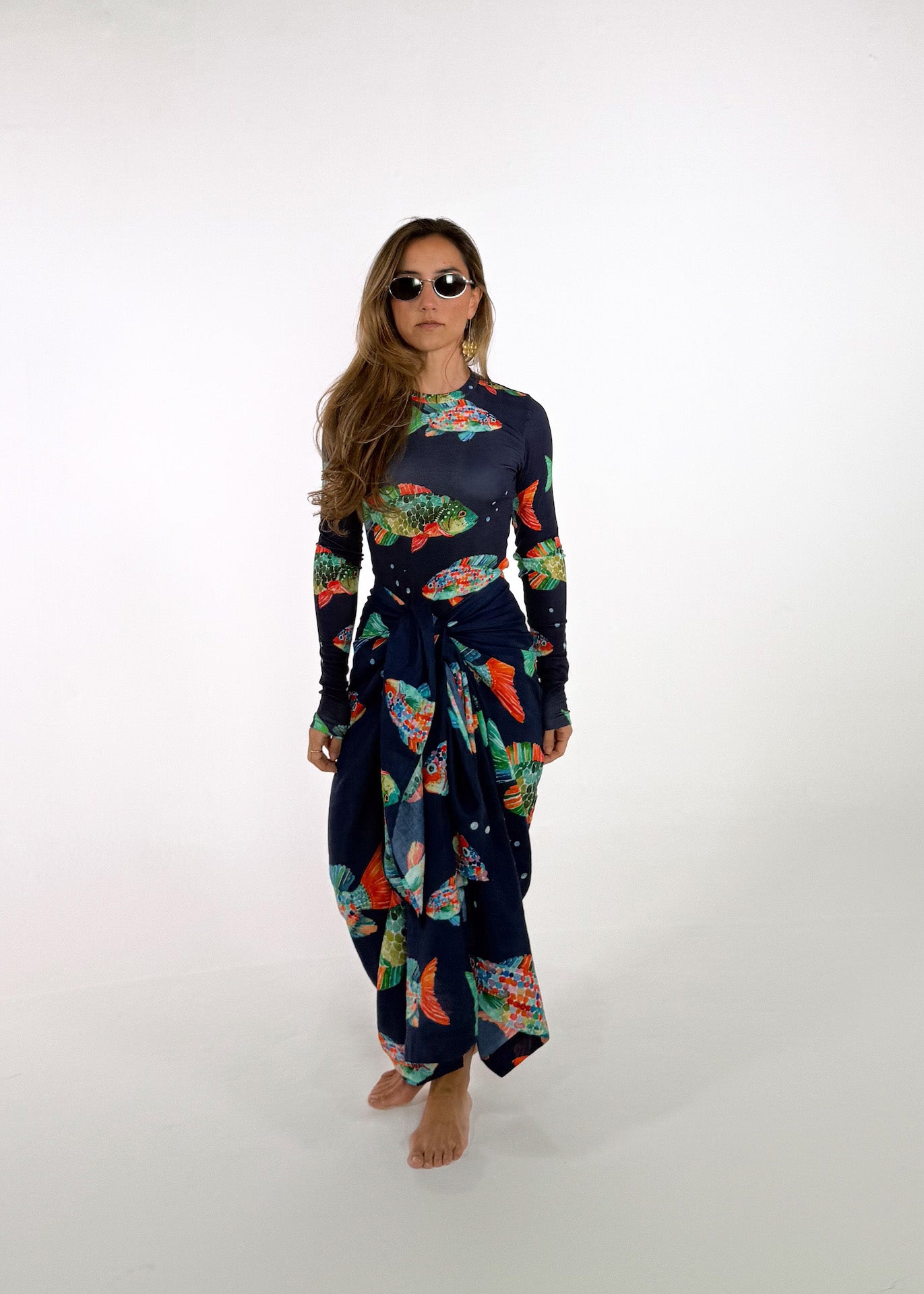 Fishy Navy Blue Long Sleeve