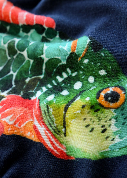 Fishy Navy Blue Tank Top