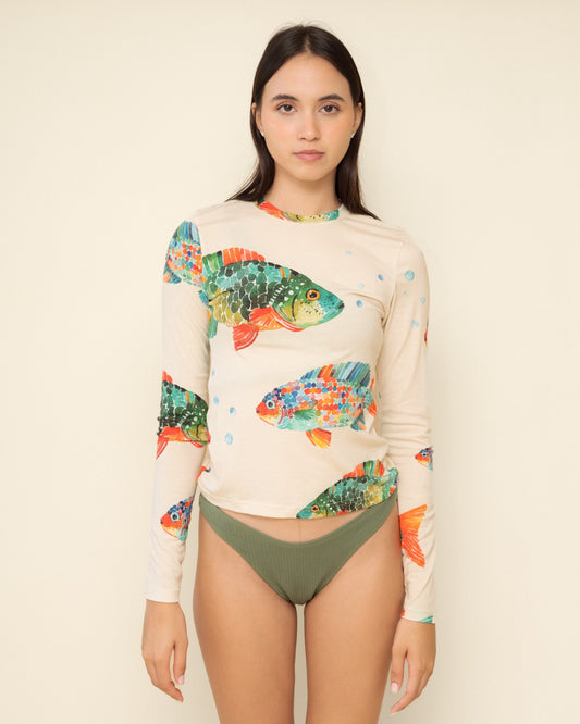 Fishy White Long Sleeve