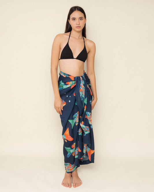 Navy Blue Fishy Pareo