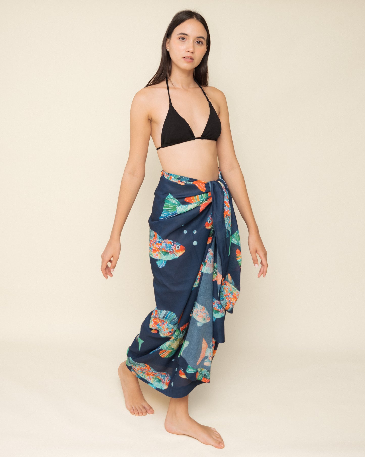 Navy Blue Fishy Pareo