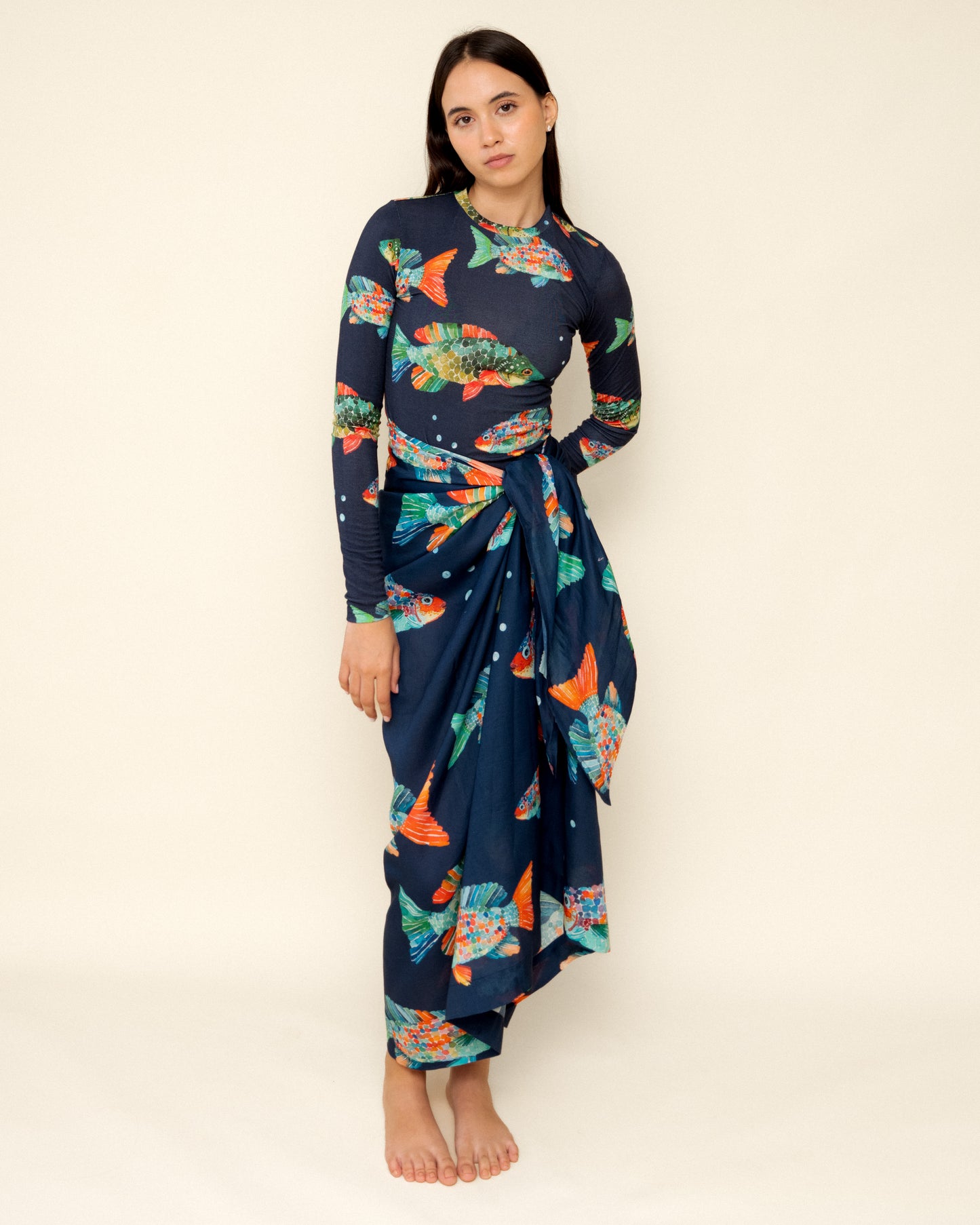 Navy Blue Fishy Pareo