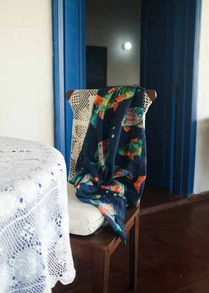 Navy Blue Fishy Pareo
