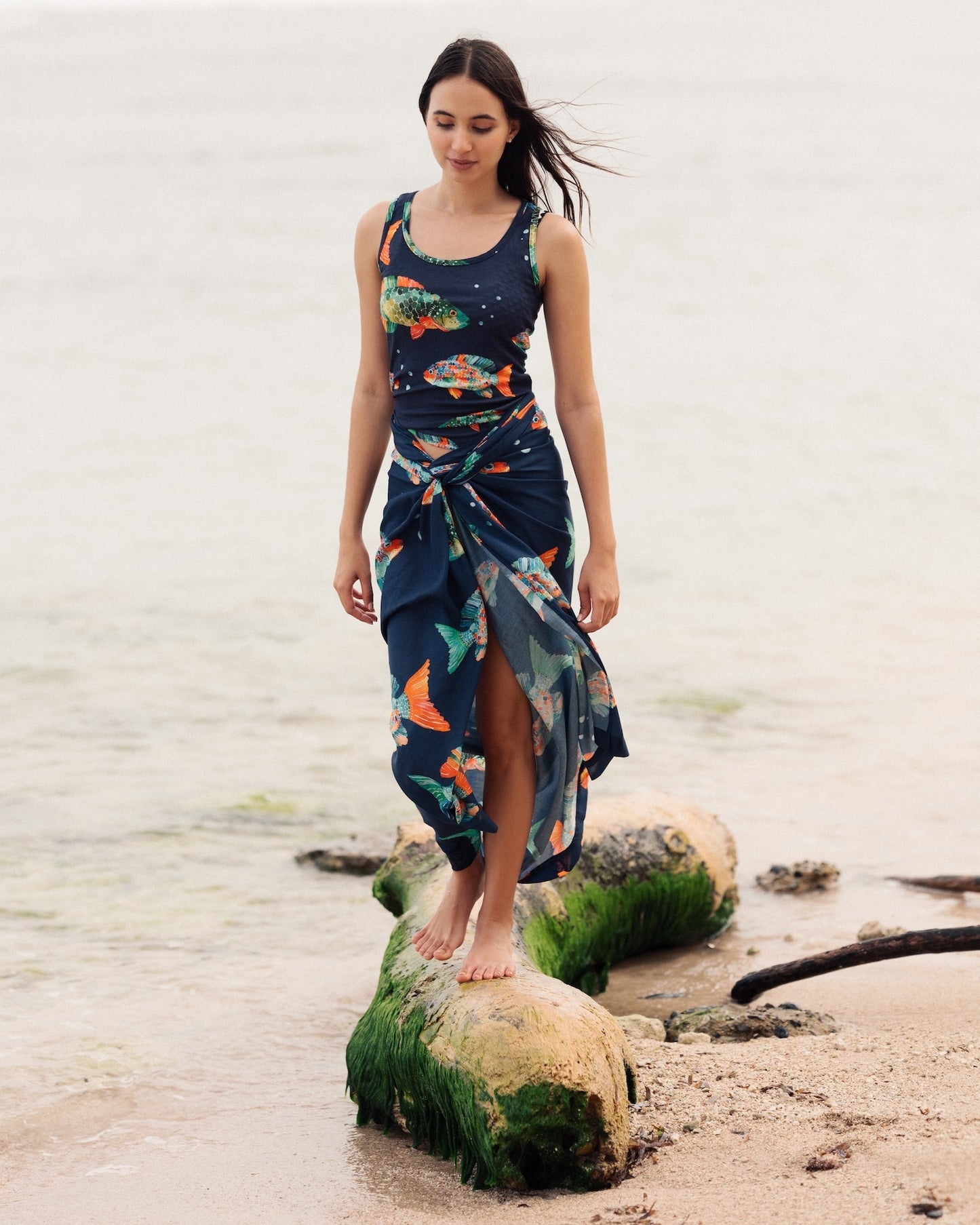 Navy Blue Fishy Pareo