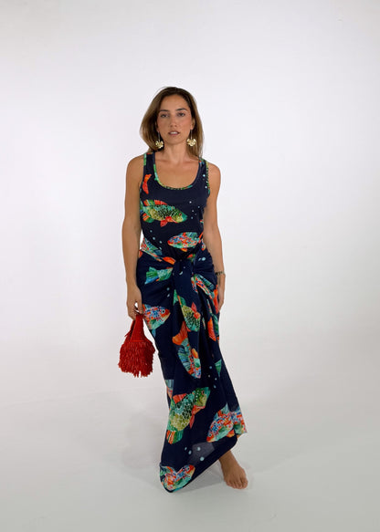 Navy Blue Fishy Pareo