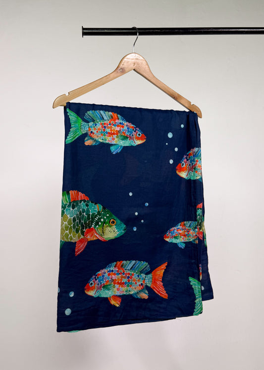 Fishy Sarong (Navy Blue)